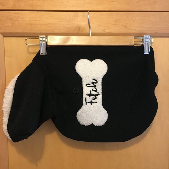 Black Quilted 'Fetch' Dog Hoodie + Doggy Paw Knit Sweater - Picture 13 of 13